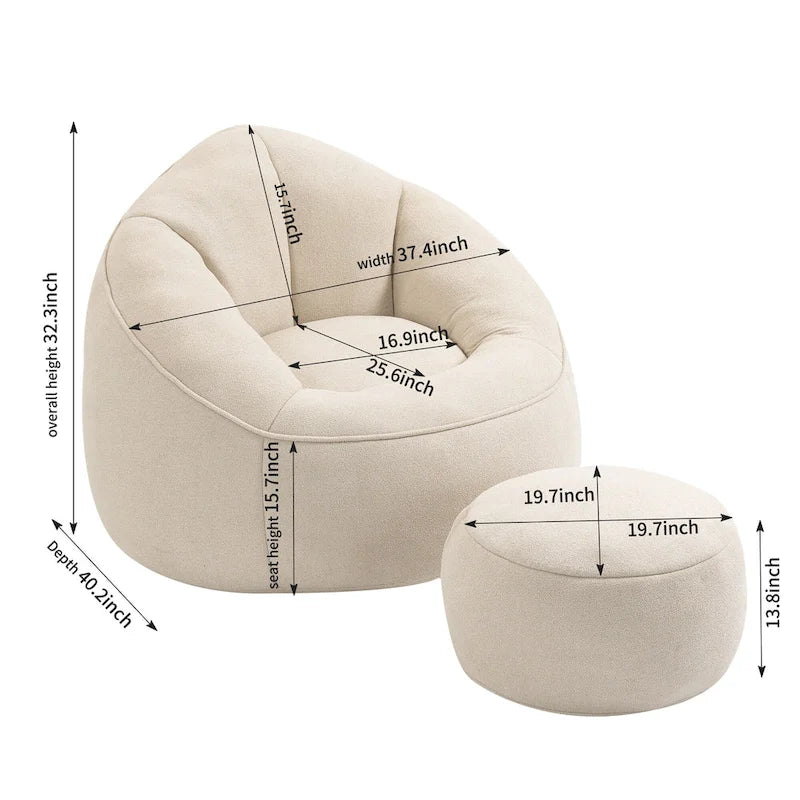 Sitzsack-Sofasessel mit Fußstütze