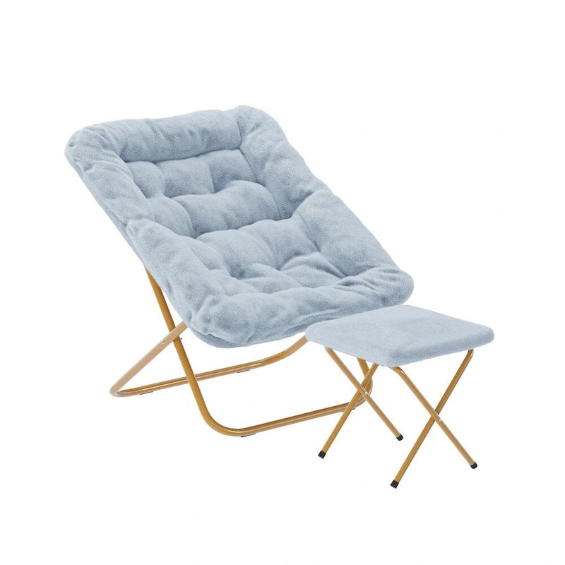 Übergroßer klappbarer Polster-Saucer-Sessel mit Hocker
