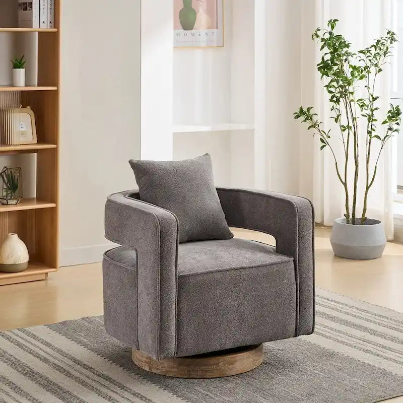 Poltrona girevole accentata con schienale aperto 29,1 W con base effetto invecchiato