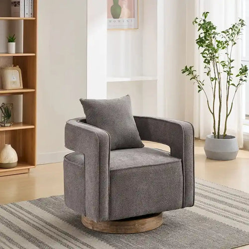 Poltrona girevole accentata con schienale aperto 29,1 W con base effetto invecchiato