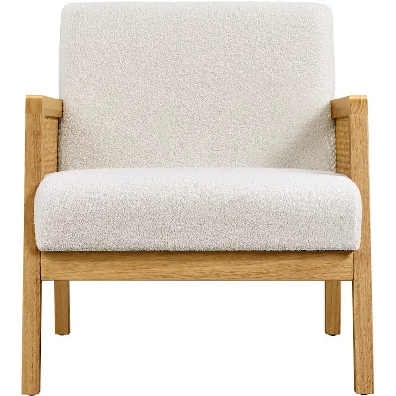 Yaheetech Modern Upholstered Fabric Accent Chair with Rattan Sides - 273031