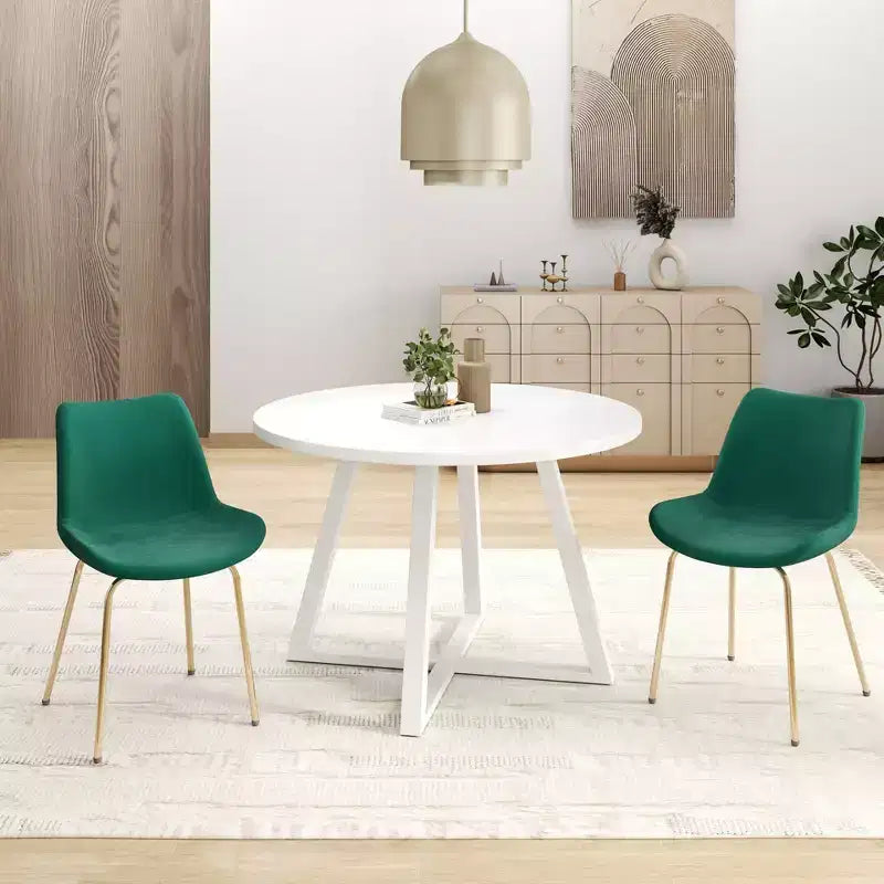 Set da pranzo Roundhill Furniture Avant rotondo, tavolo da pranzo con base a cavalletto e 2 sedie laterali, 3 pezzi