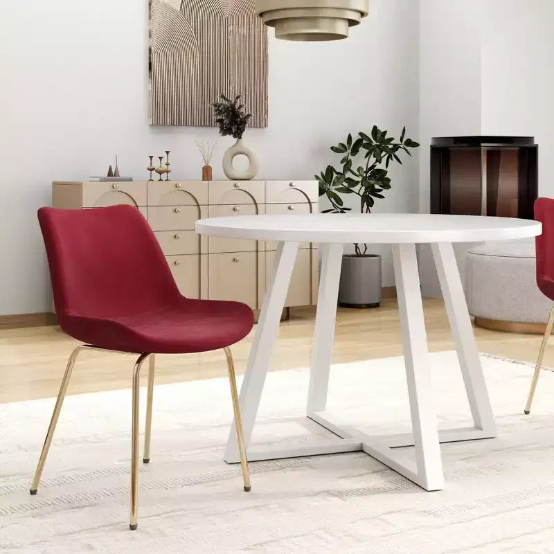 Set da pranzo Roundhill Furniture Avant rotondo, tavolo da pranzo con base a cavalletto e 2 sedie laterali, 3 pezzi