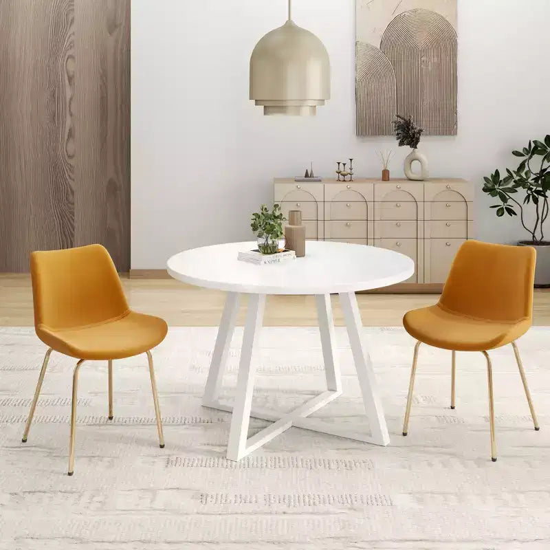Set da pranzo Roundhill Furniture Avant rotondo, tavolo da pranzo con base a cavalletto e 2 sedie laterali, 3 pezzi