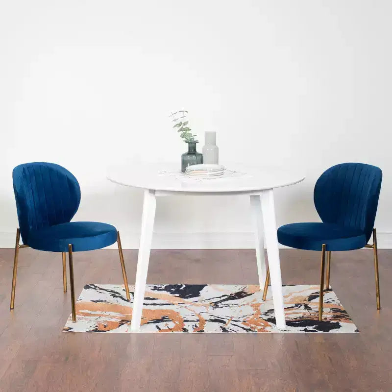 Roundhill Furniture Set da pranzo contemporaneo Amoa, tavolo da pranzo rotondo bianco con 2 sedie, 3 pezzi