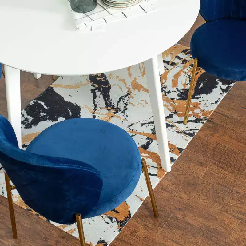 Roundhill Furniture Set da pranzo contemporaneo Amoa, tavolo da pranzo rotondo bianco con 2 sedie, 3 pezzi
