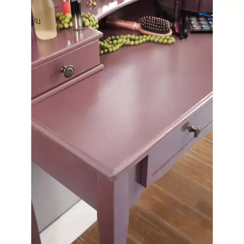 Set Sanlo tavolo trucco e sgabello in legno, oro rosa