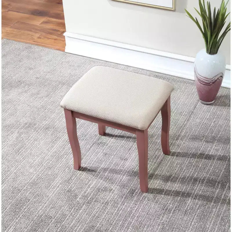 Set Sanlo tavolo trucco e sgabello in legno, oro rosa