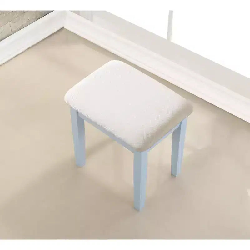 Moniys Wood Moniya Tavolo da toeletta e sgabello per trucco, blu