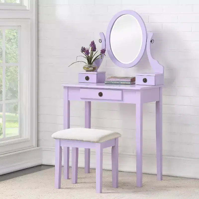 Set Toeletta e Sgabello Moniya in Legno Viola