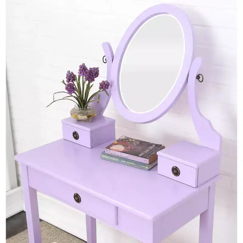 Set Toeletta e Sgabello Moniya in Legno Viola