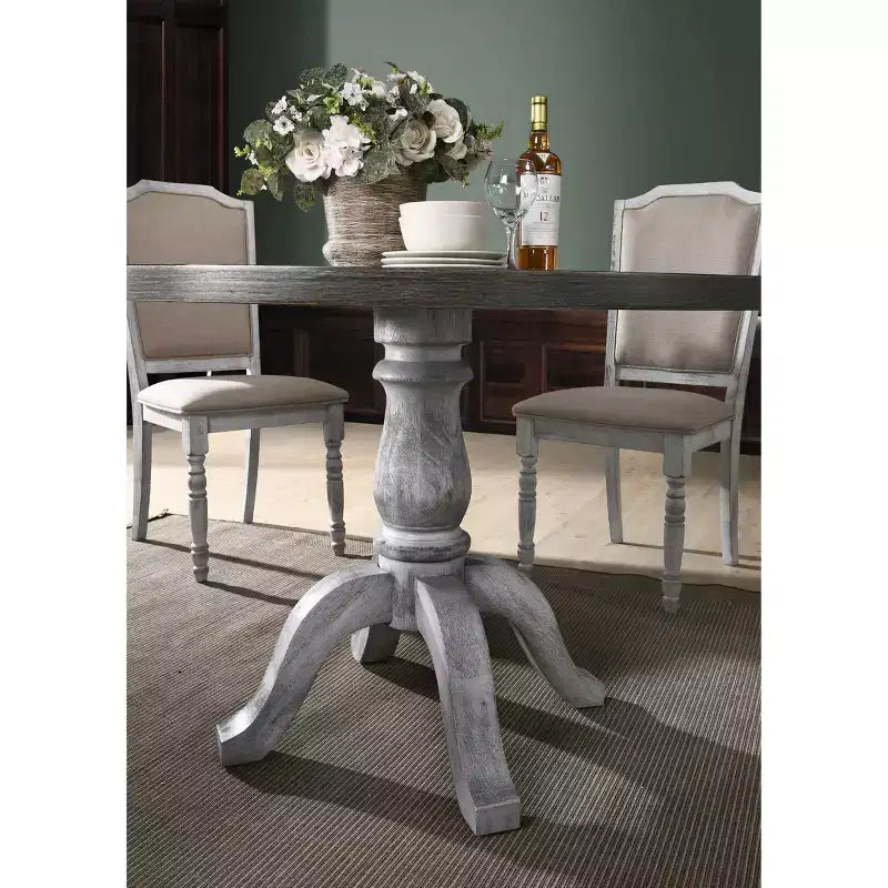 Set da pranzo Roundhill Furniture Iris in legno, bianco anticato, 5 pezzi
