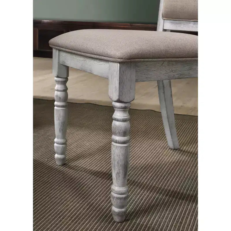 Set da pranzo Roundhill Furniture Iris in legno, bianco anticato, 5 pezzi