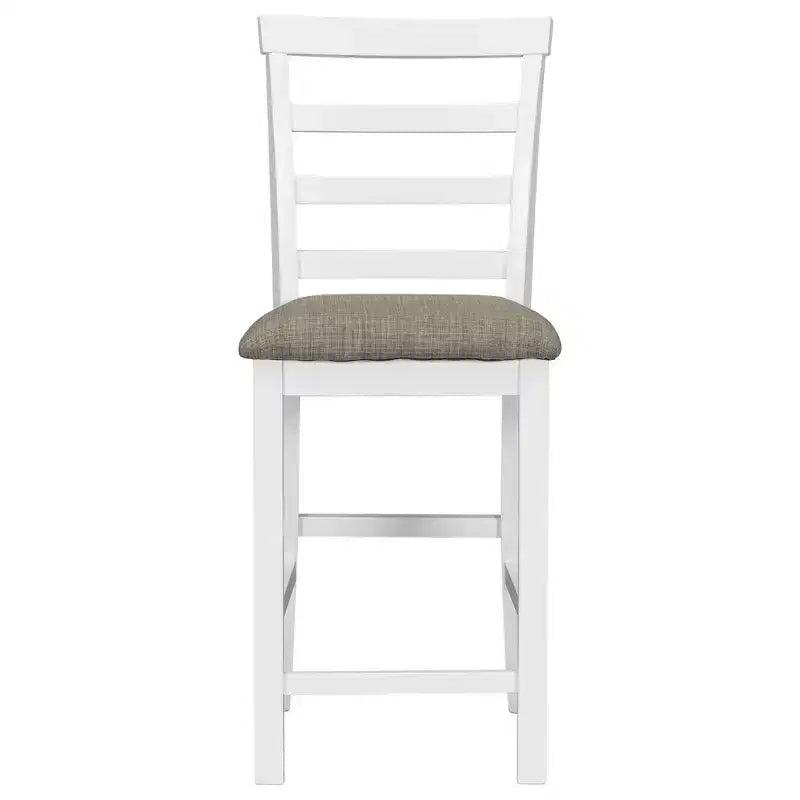 Set da pranzo Whisen a 5 pezzi multifunzione in legno di caucciù altezza bancone con 4 sedie imbottite