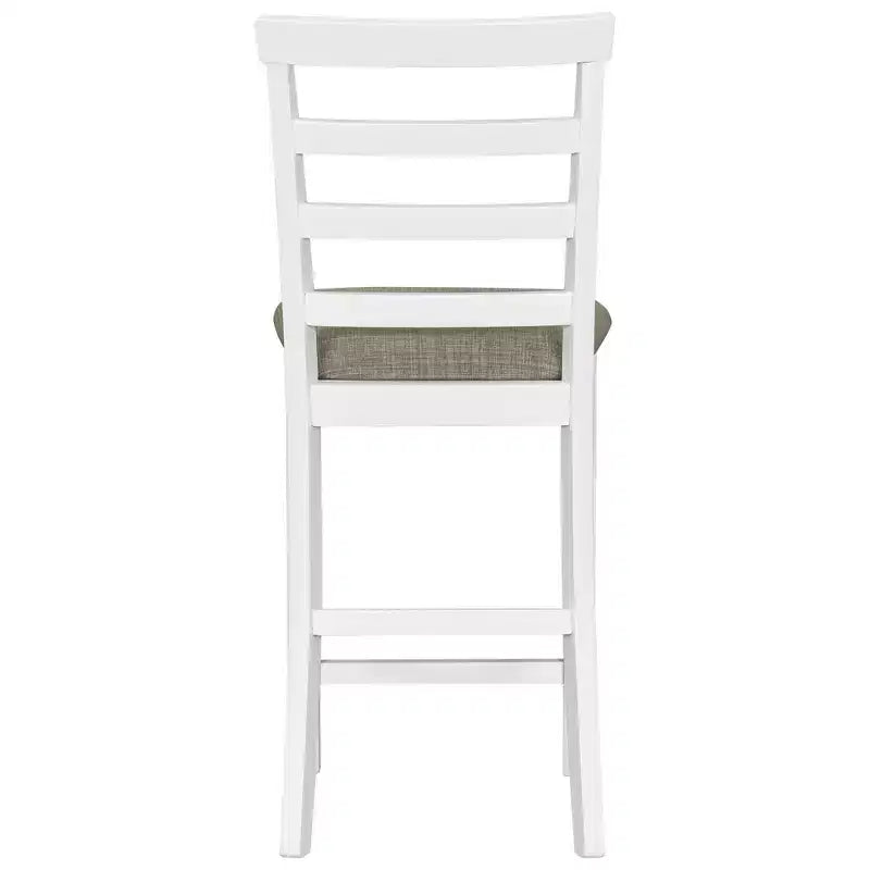 Set da pranzo Whisen a 5 pezzi multifunzione in legno di caucciù altezza bancone con 4 sedie imbottite