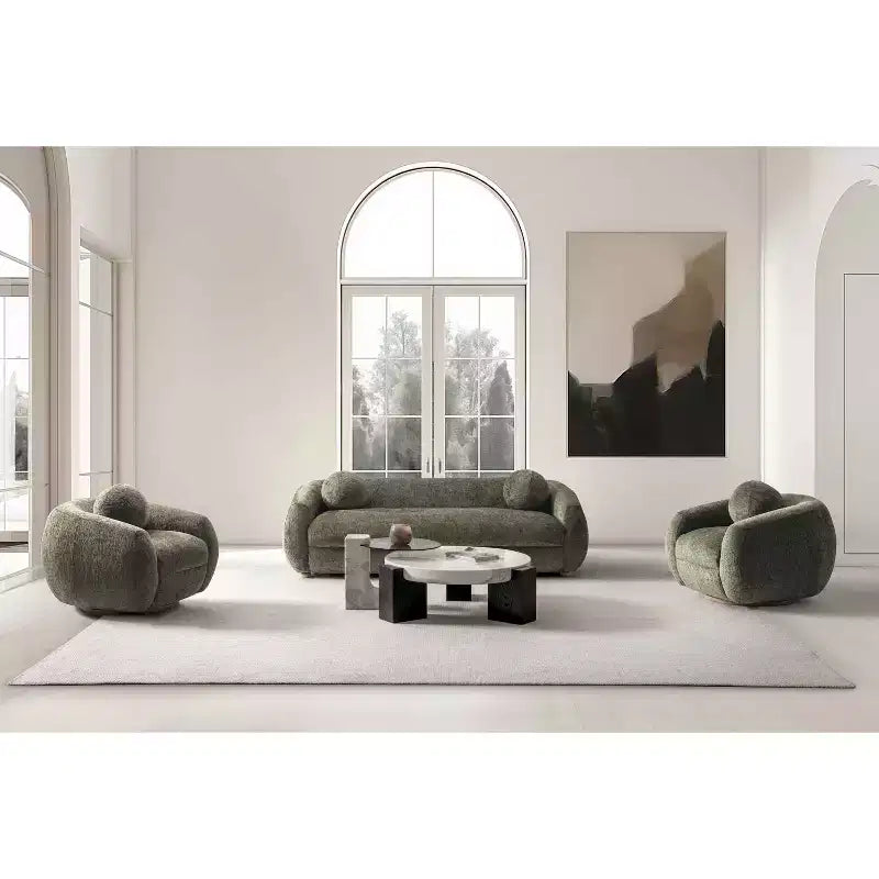 Manhattan Comfort 3pc Tribeca Chenille Upholstered 85.8" Sofa and 2 Accent Chairs