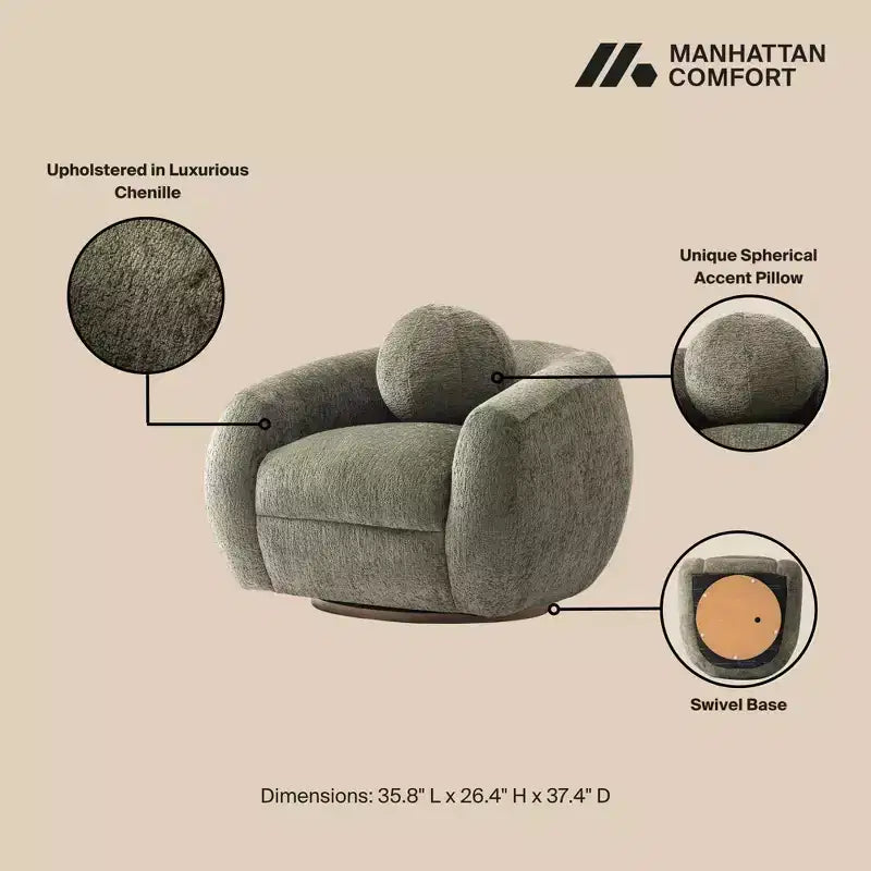 Manhattan Comfort 3pc Tribeca Chenille Upholstered 85.8" Sofa and 2 Accent Chairs