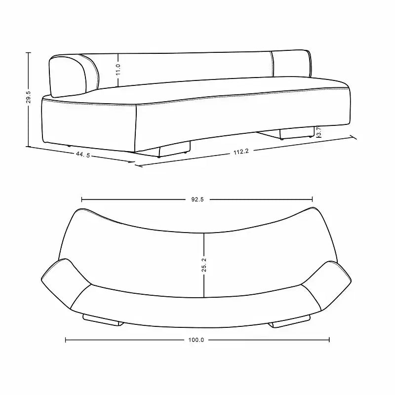 Manhattan Comfort 2pc Verandah Chenille Upholstered 112" Sofa and 90.6" Sofa Set