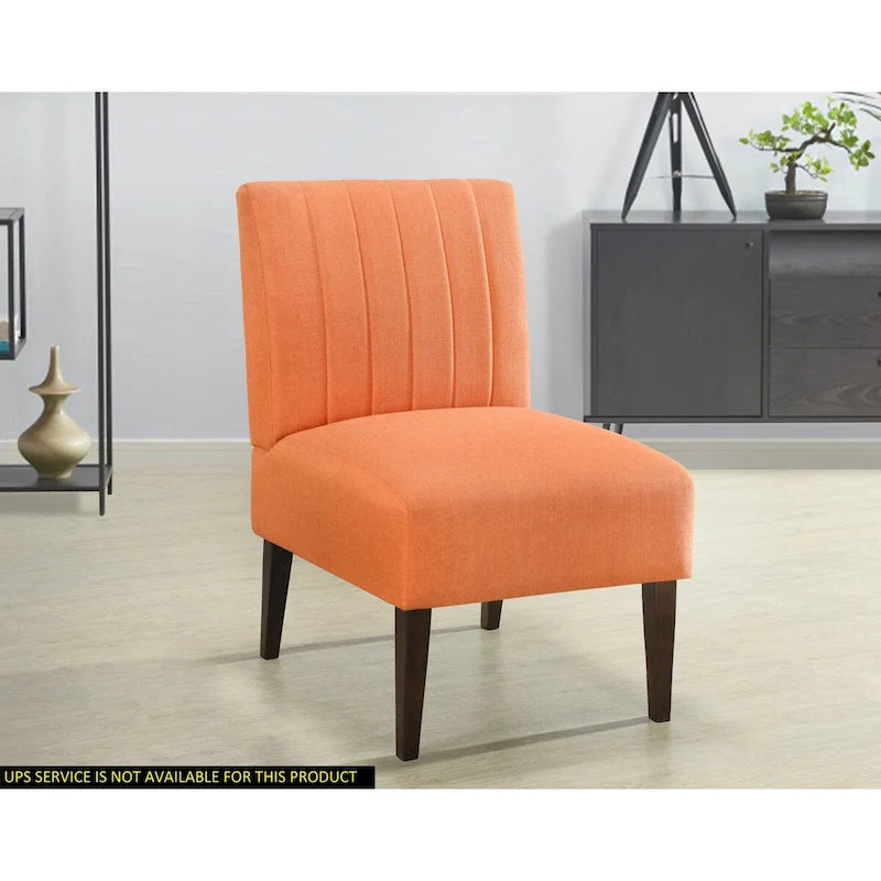 Elegante sedia d'accento confortevole 1 pz in tessuto arancione rivestita, seduta morbida, mobili per soggiorno, sedia senza braccioli