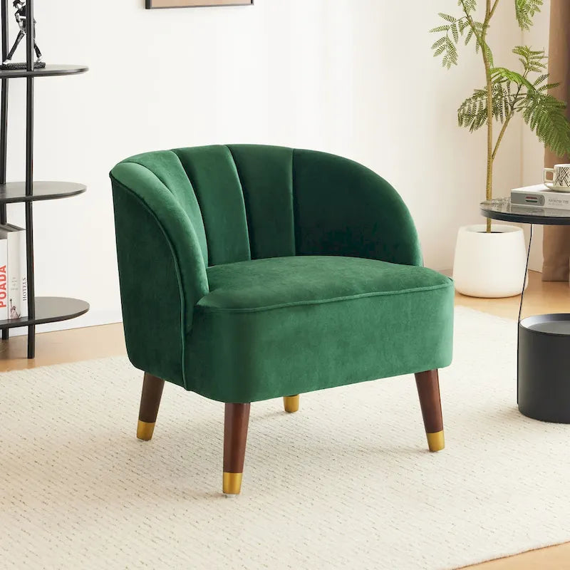Poltroncina a Botte Imbottita con Gambe in Legno