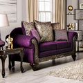 Divanetto Grendel tradizionale in ciniglia viola con braccioli arrotolati di Furniture of America