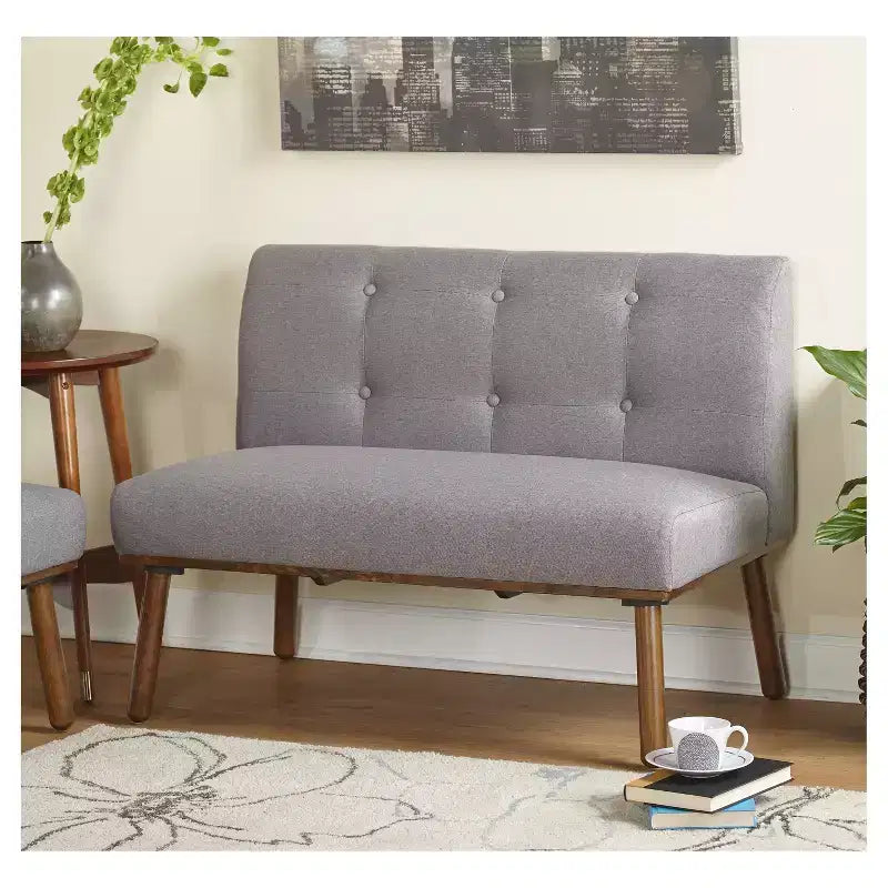 Buylateral Set da Pranzo per Angolo Colazione Imbottito Mid Century Modern Playmate 4 Pezzi Noce Versatile Arredamento Imbottito, Legno di Gomma