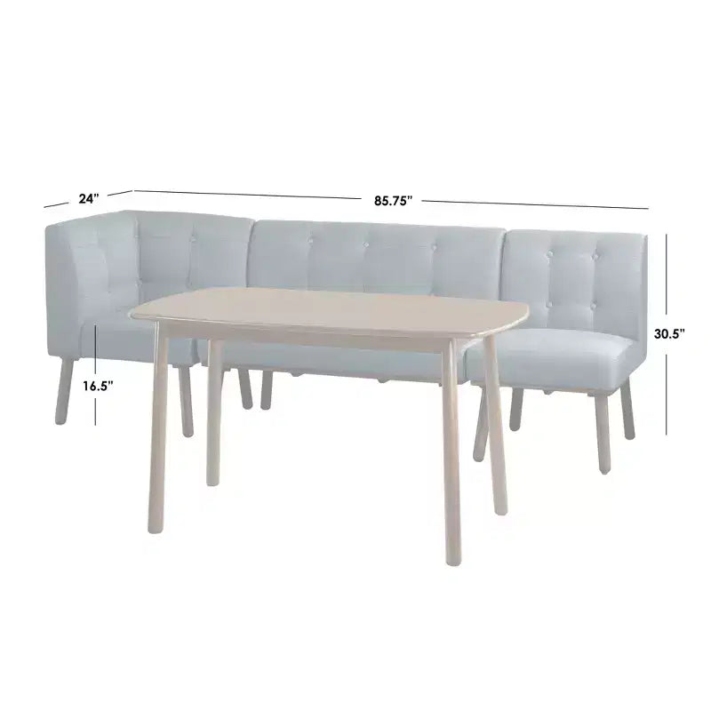 Buylateral Set da Pranzo per Angolo Colazione Imbottito Mid Century Modern Playmate 4 Pezzi Noce Versatile Arredamento Imbottito, Legno di Gomma