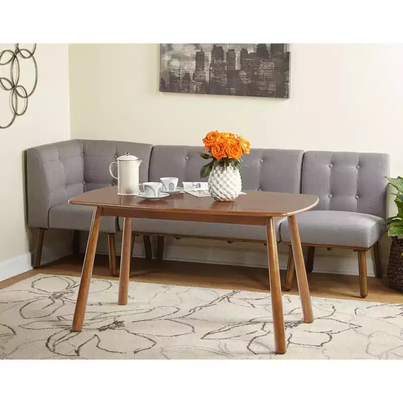 Buylateral Set da Pranzo per Angolo Colazione Imbottito Mid Century Modern Playmate 4 Pezzi Noce Versatile Arredamento Imbottito, Legno di Gomma