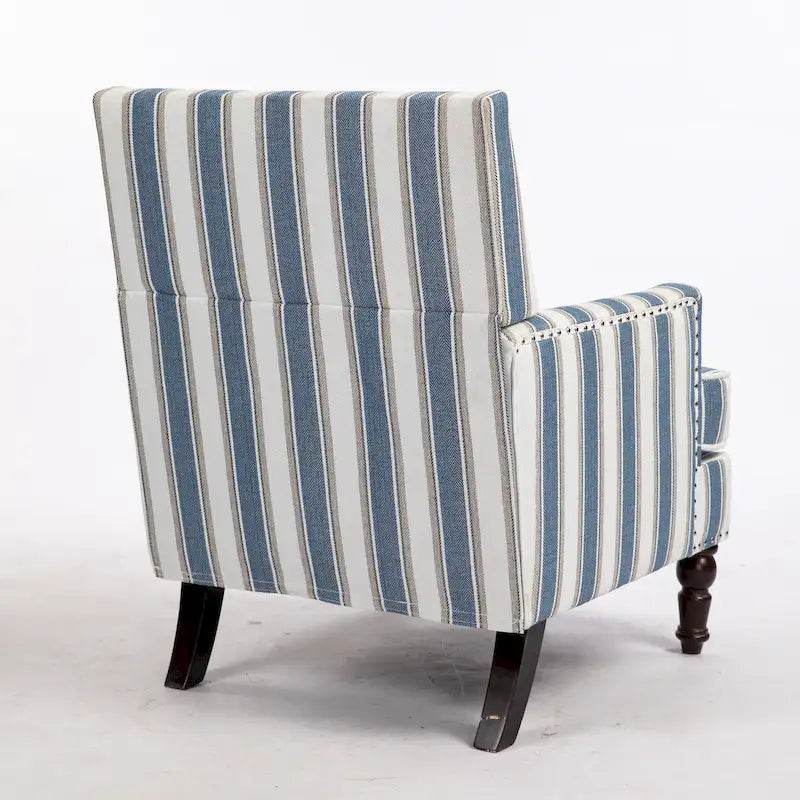 Poltrona in lino a righe bianche e blu