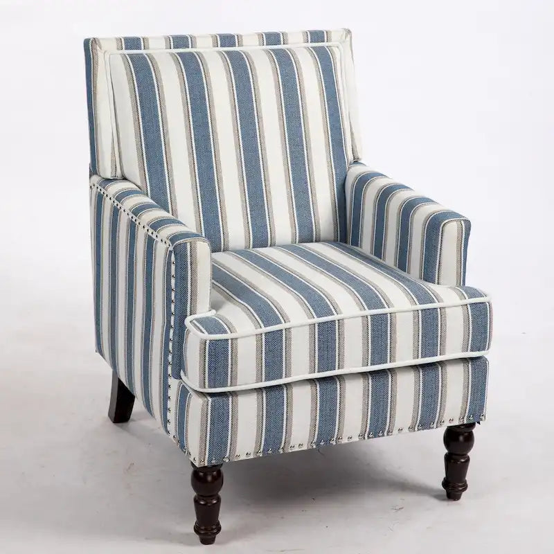 Poltrona in lino a righe bianche e blu