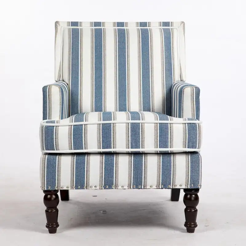 Poltrona in lino a righe bianche e blu