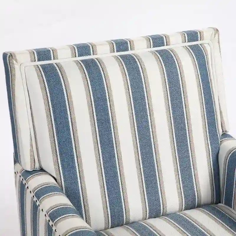 Poltrona in lino a righe bianche e blu