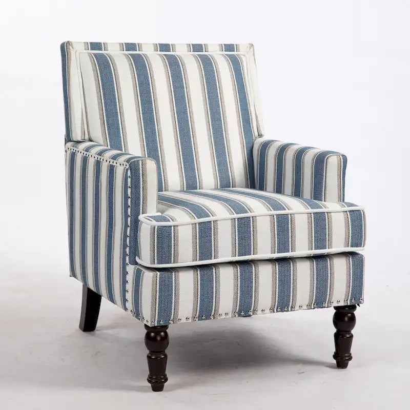 Poltrona in lino a righe bianche e blu