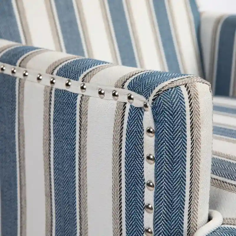 Poltrona in lino a righe bianche e blu