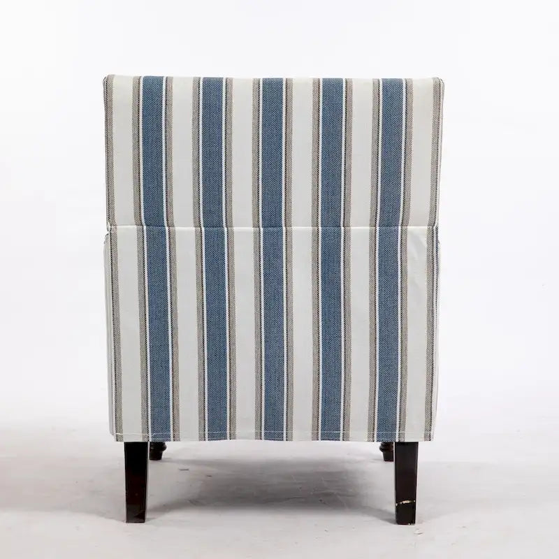 Poltrona in lino a righe bianche e blu