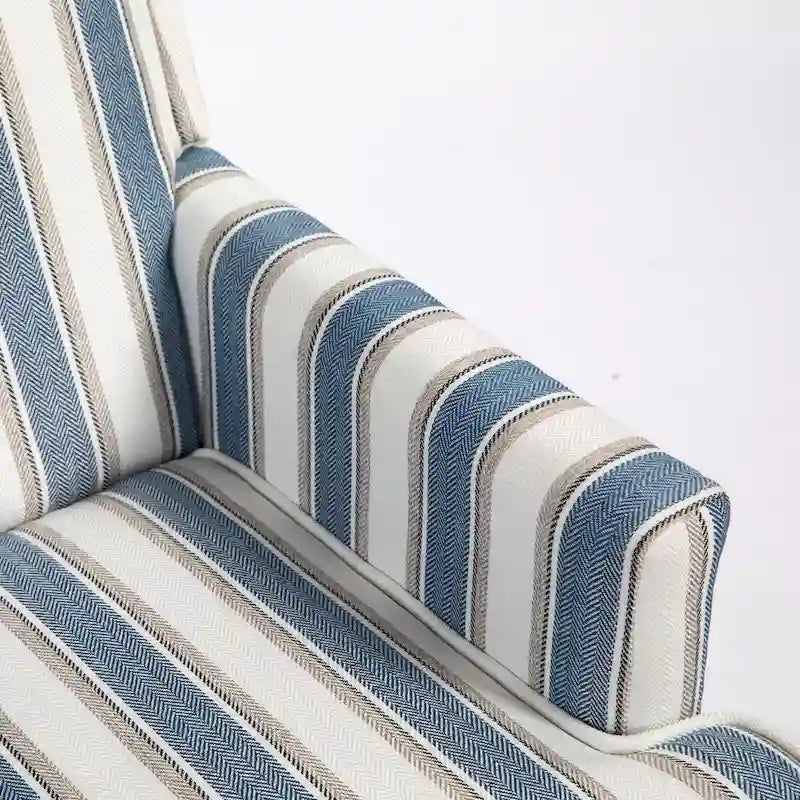 Poltrona in lino a righe bianche e blu
