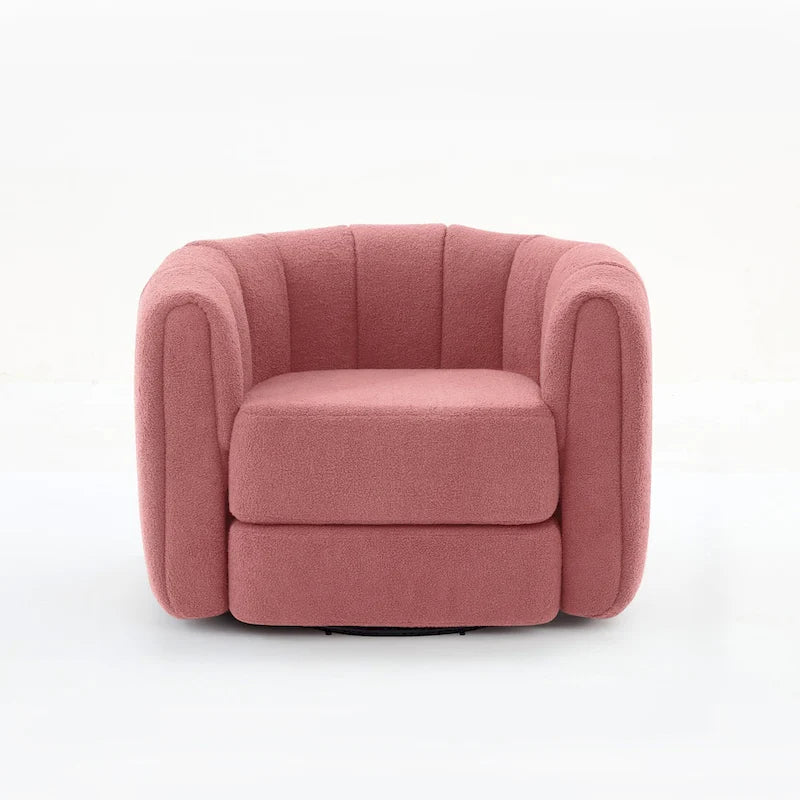Poltrona a tamburo decorativa girevole in tessuto teddy