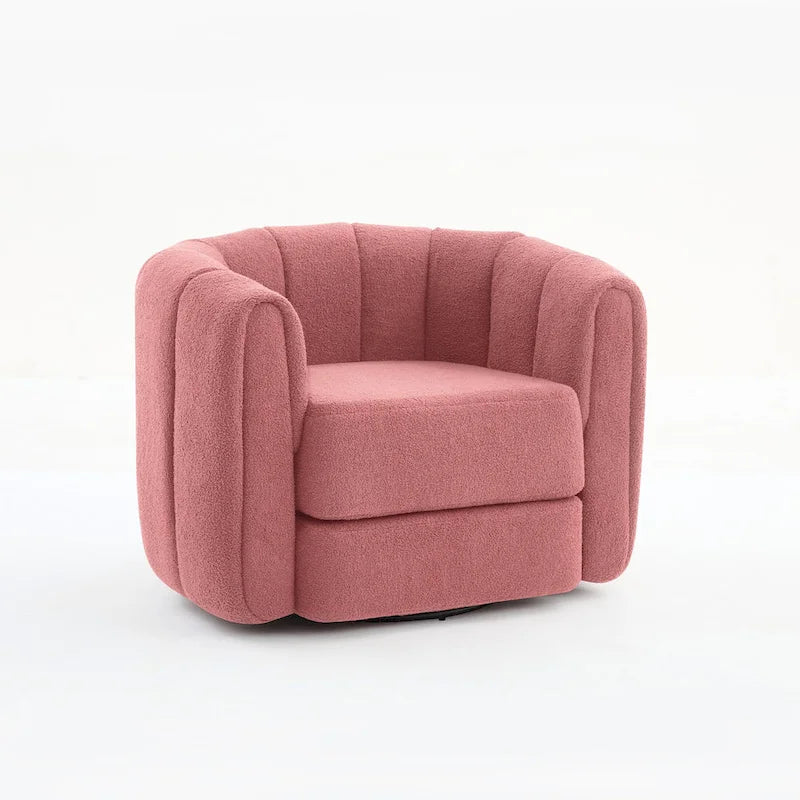Poltrona a tamburo decorativa girevole in tessuto teddy