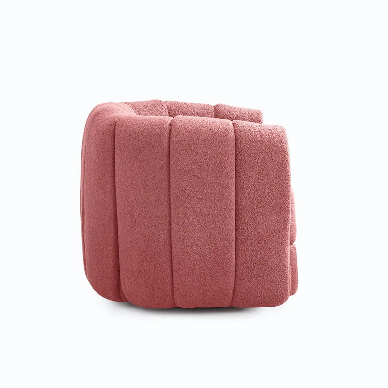 Poltrona a tamburo decorativa girevole in tessuto teddy