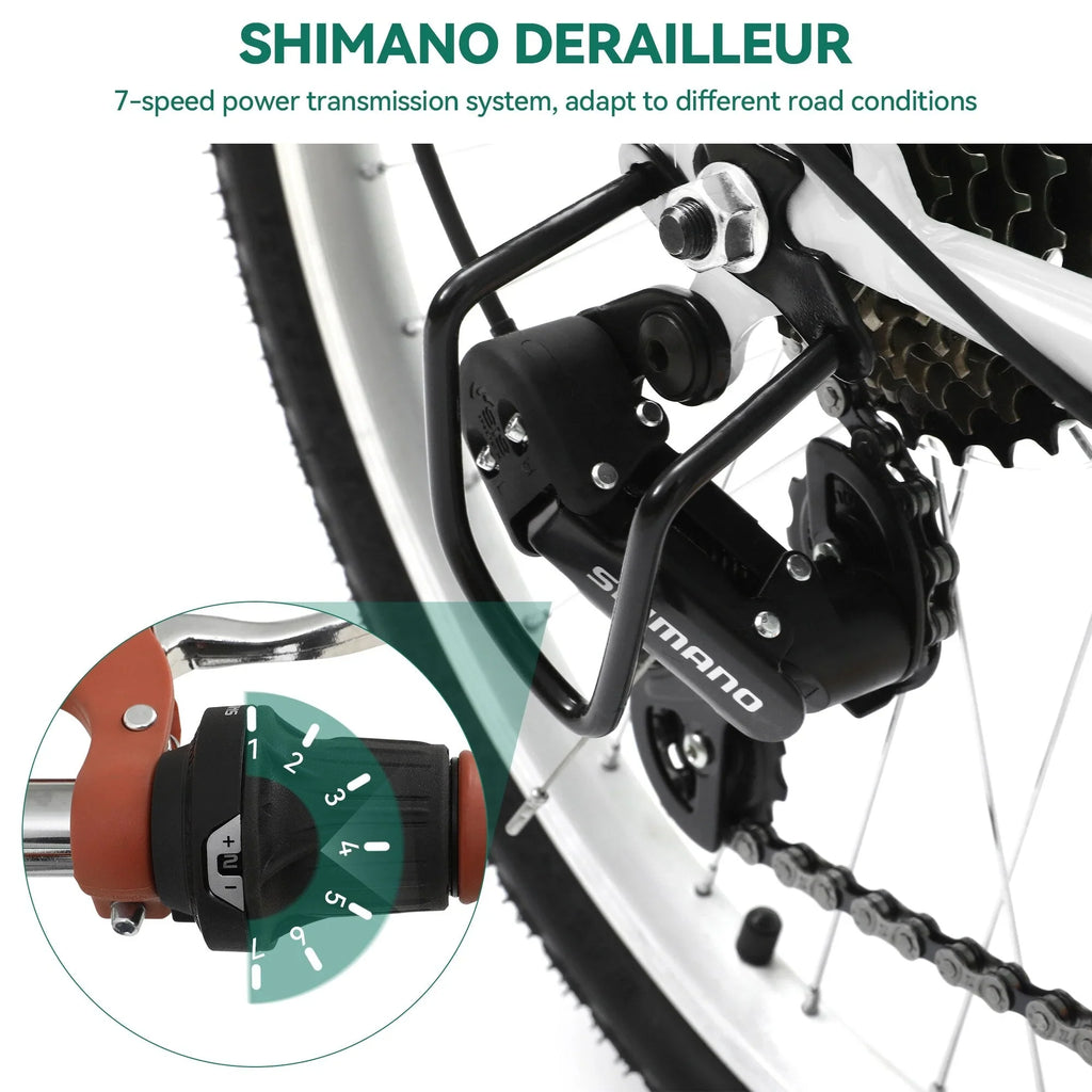 Moasis24/ 26 Cruiser-Fahrrad mit 7 Gängen, verstellbarer Tiefeinstieg, Pendlerfahrrad