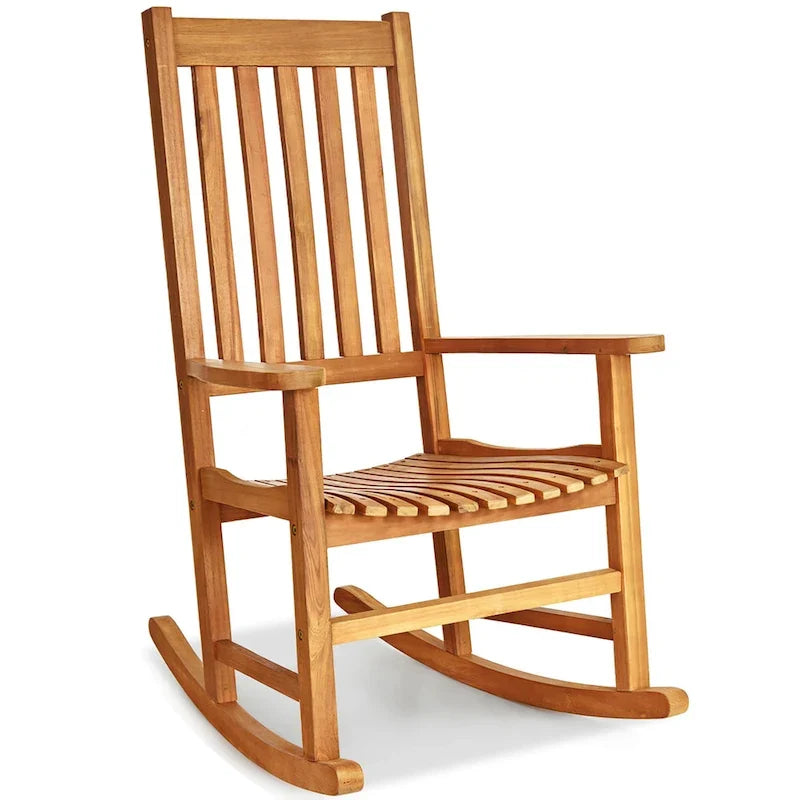 Schommelstoel met stevig houten frame, veranda-schommelstoel voor binnen en buiten