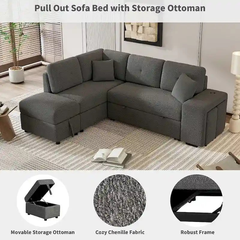 Modularna sofa na razvlačenje s tabureom za odlaganje, višenamjenski ležaj za dnevnu sobu