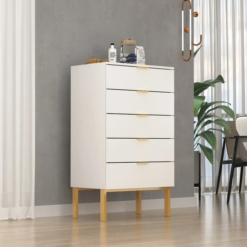 Cassettiera a 5 cassetti Comodino Armadietto contenitore 23,6 L Bianco/Nero