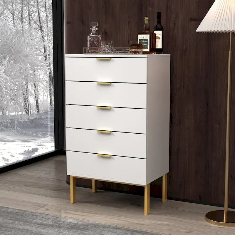 Cassettiera a 5 cassetti Comodino Armadietto contenitore 23,6 L Bianco/Nero