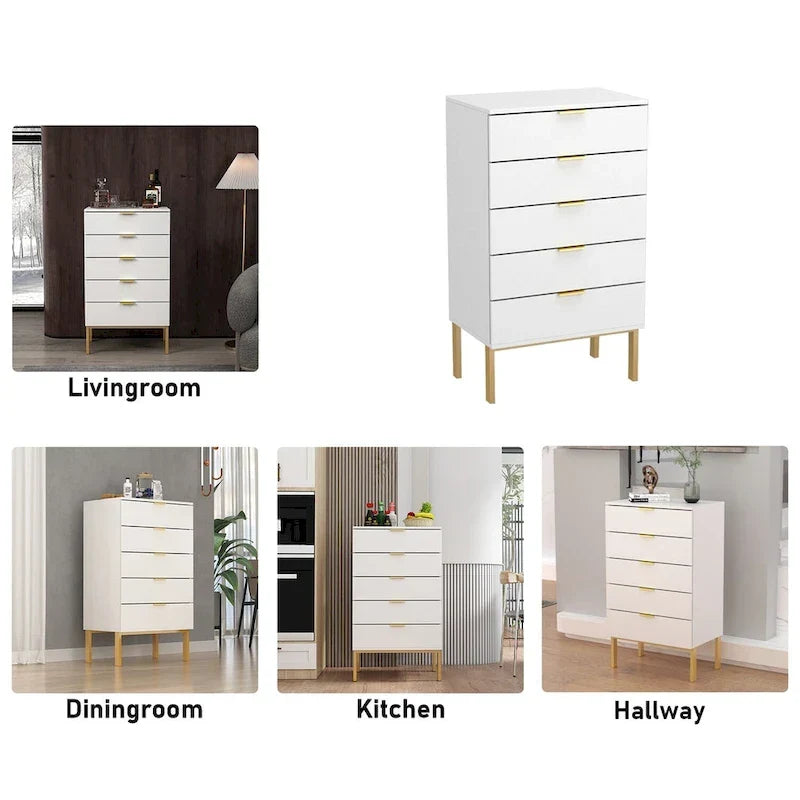 Cassettiera a 5 cassetti Comodino Armadietto contenitore 23,6 L Bianco/Nero