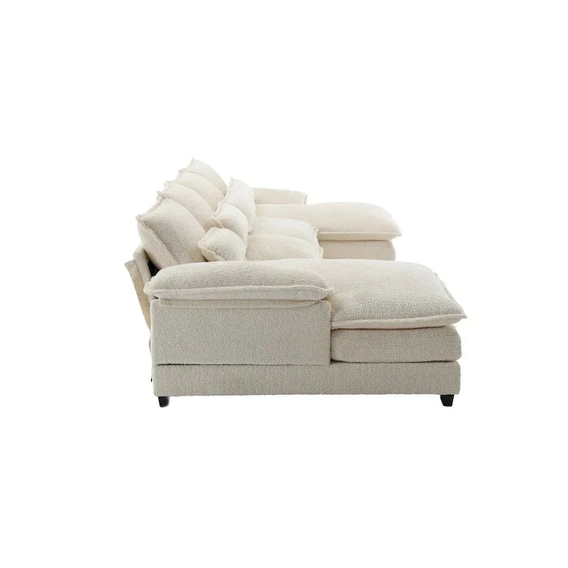 Modulares Ecksofa im Cloud-Stil fürs Wohnzimmer, modernes U-förmiges Sofa aus Chenille/Bouclé, bequemes Schlafsofa mit zwei Chaiselongues
