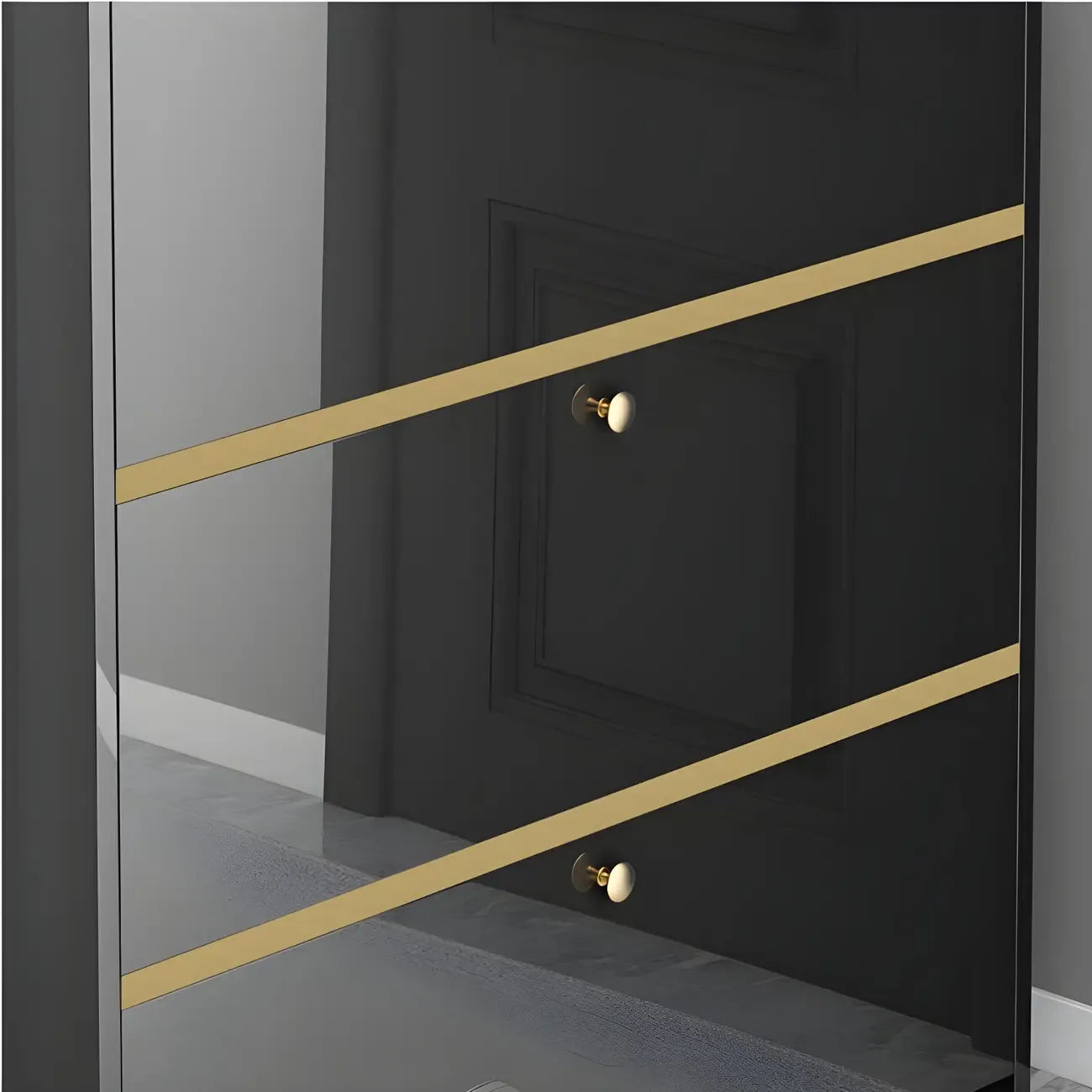 Scarpiera Glam Nera da Ingresso con Ripiani Regolabili