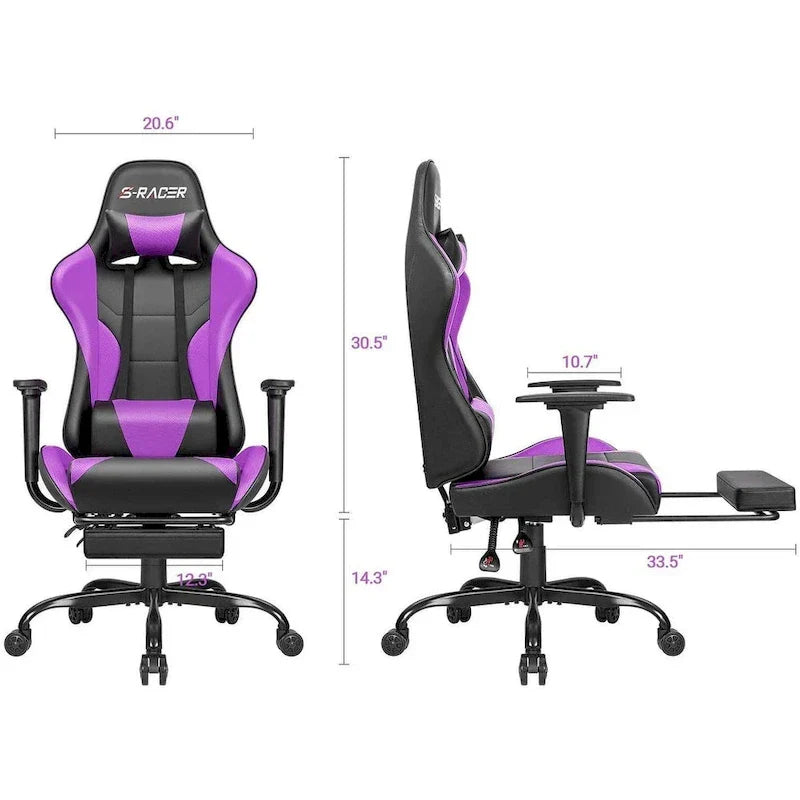 Sedia da gaming con poggiapiedi - Sedia da scrivania ergonomica
