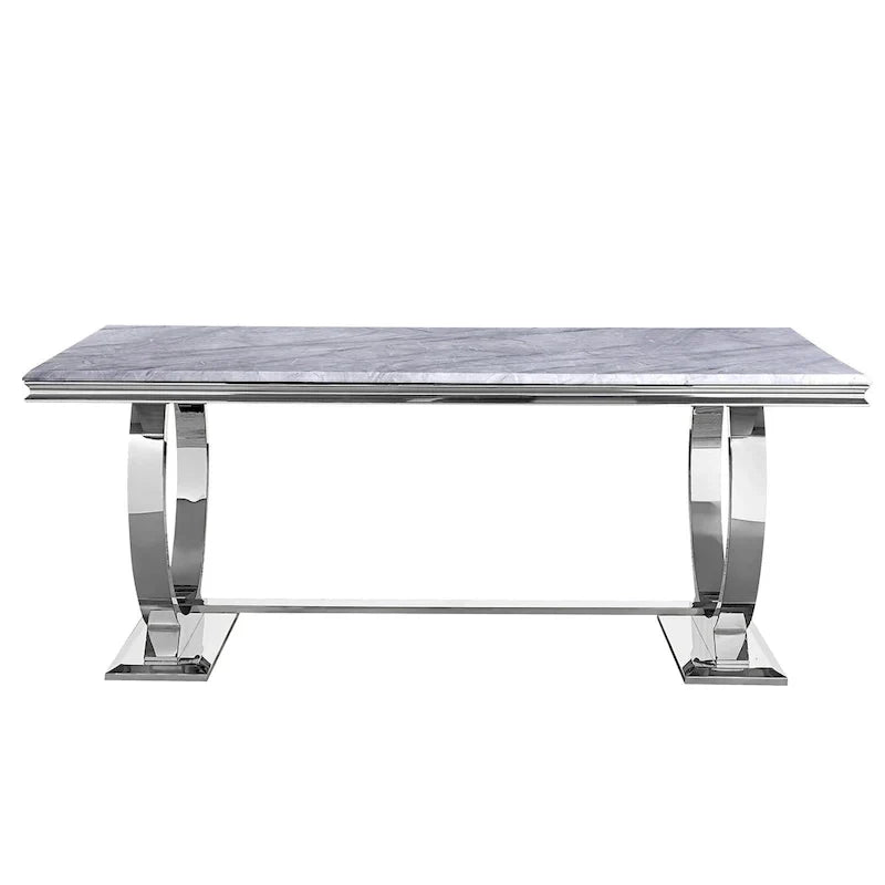 Moderner Esstisch mit U-förmigem Edelstahl-Metallgestell