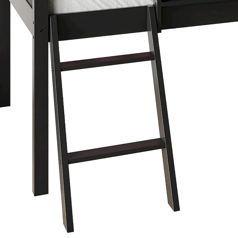 Letto a soppalco basso classico singolo CraftPorch con lavagna, scivolo e scaletta